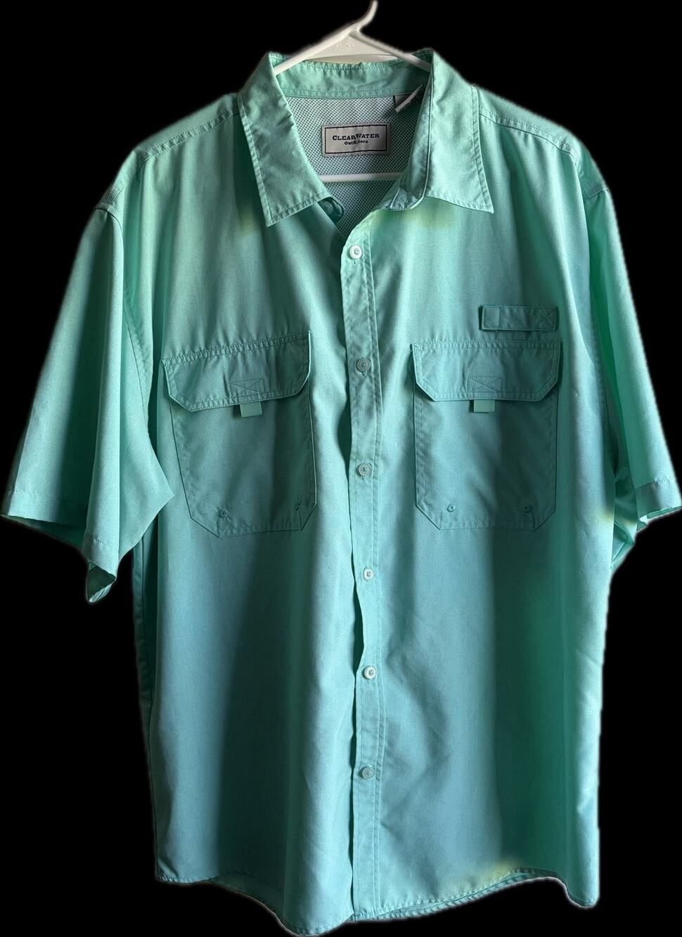 Clearwater Outfitters Fishing Shirt Mens XL Seafoam Green Vented Short Sleeve